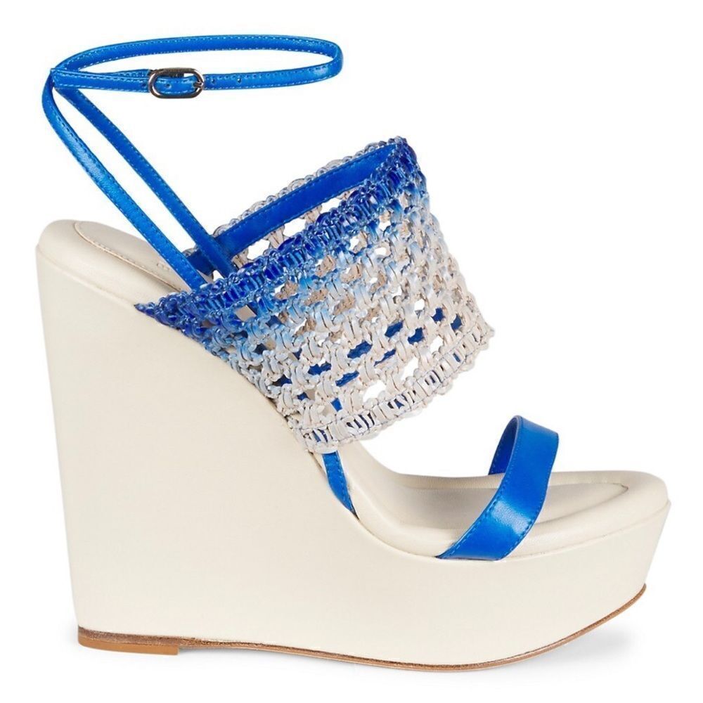 Alexandre Birman Trisha Woven Platform Wedge Sandals size 38.5
